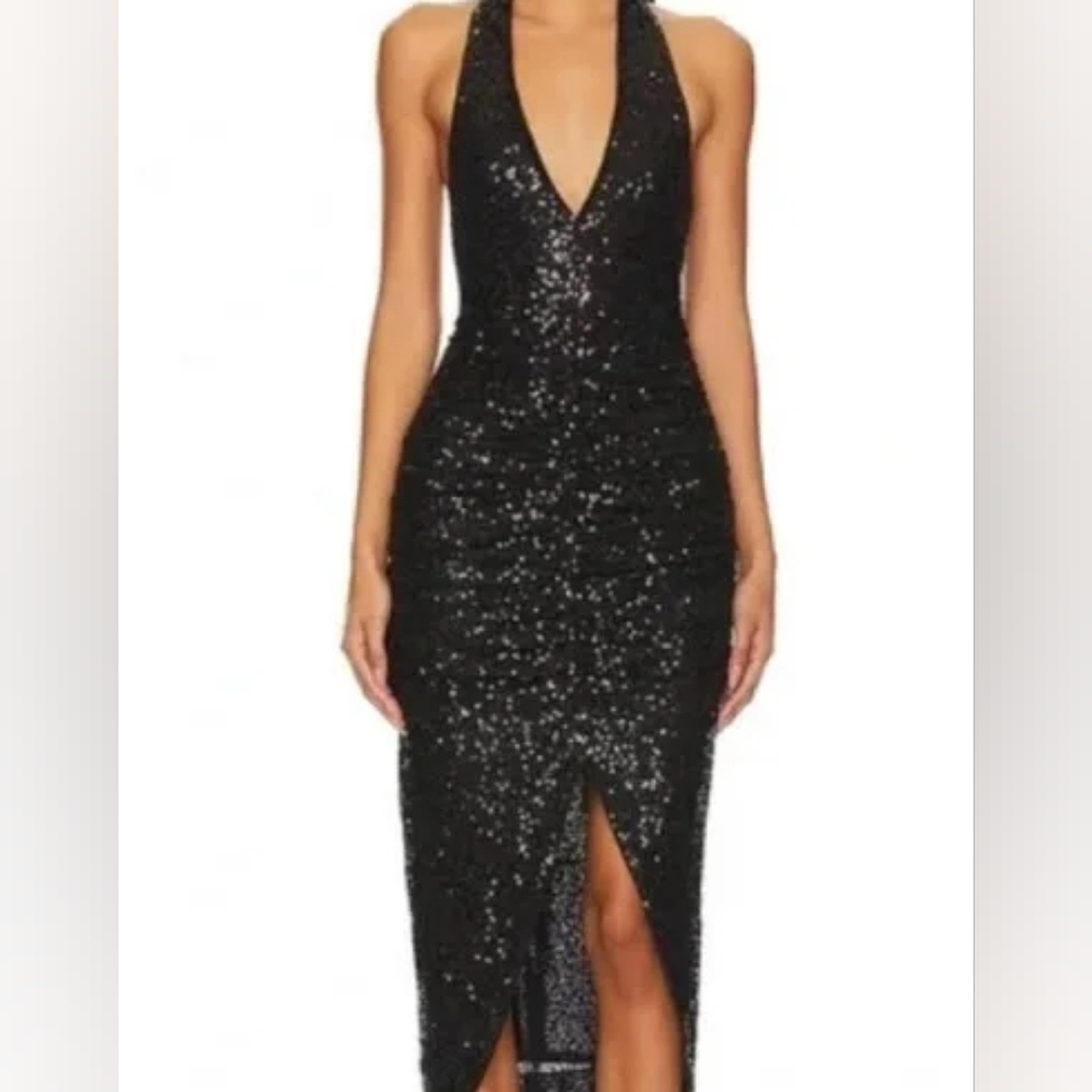 Susana Monaco Black Sequin Backless Dress